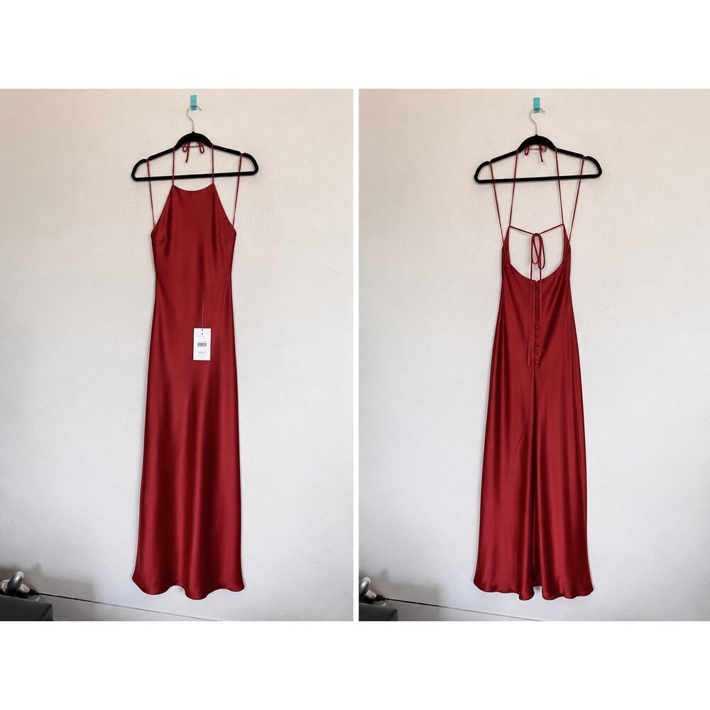 Reformation Jenny Silk Open Back Maxi Dress in Sangria Red – NWT Size M - Picture 7 of 12
